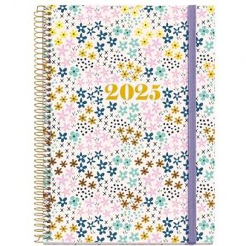 Agenda Miquelrius 2025 Espiral Plus Día Página Primavera 155x213 mm con Cierre de Goma Elástica y Papel de 80 g/m²