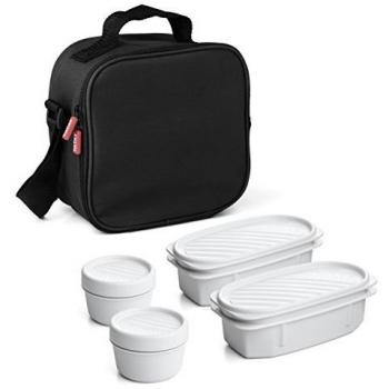 Tatay Urban Food Casual - Bolsa Térmica Porta Alimentos, 3 L de Capacidad, con 4 Tuppers Herméticas, 2 x 0.5 L, 2 x 0.2 L, Color Negro,Medidas 22.5 x 10 x 22 cm