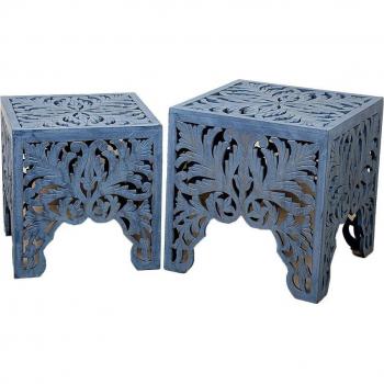 Pack de 2 mesas caladas Romimex azul de madera