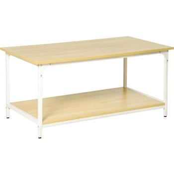 Mesa de Centro HOMCOM con Estante de Almacenamiento y Pies Ajustables