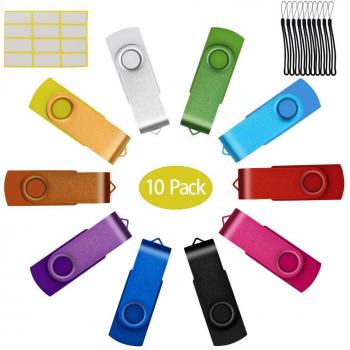 10 Piezas 8GB Pendrives, Giratoria Memoria Flash USB 2.0 Colores Mezclados Memorias USB Portátil USB Stick Almacenamiento de Datos con Llavero