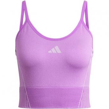 Top de fitness Adidas Aeroknit Knit morado para mujer, talla XL