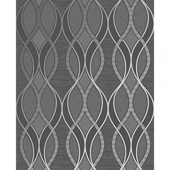 Sublime Peelable Geometric Charcoal and Silver Wallpaper