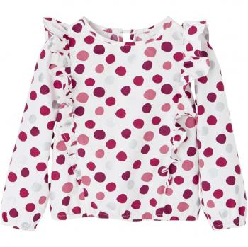 VERTBAUDET Blusa de Manga Larga para niña de Gasa de algodón Rojo Oscuro Estampado 4A
