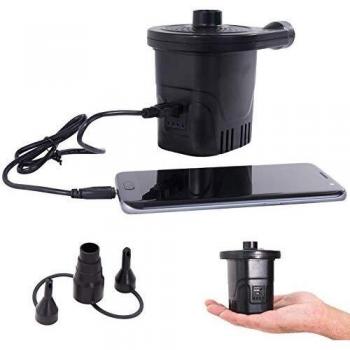 Bomba Eléctrica Recargable USB 250 L/min para Inflar Colchones y Otros Dispositivos