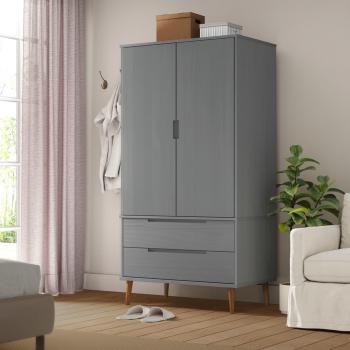 Armario molde madera maciza de pino gris 90x55x175 cm