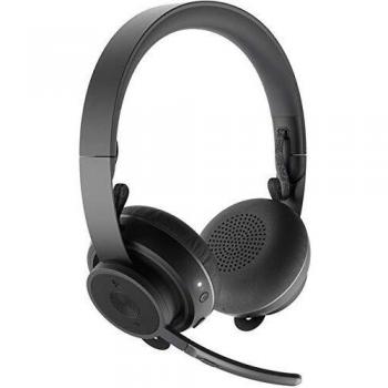 Logitech ZONE WIRELESS Headset Auricular profesional inalámbrico con micrófono cancelador, cancelación activa de ruido ANC, audio de alta fidelidad, 30m de rango inalámbrico, carga Qi, Grafito