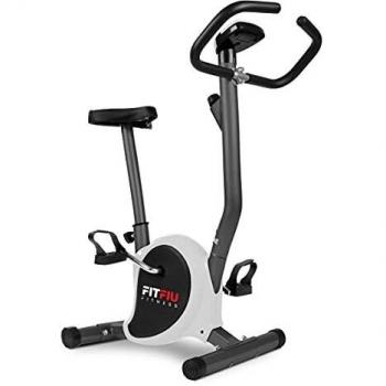 FITFIU Fitness BEST-100 - Bicicleta Estática ultracompacta con disco inercia 5kg, regulable en 8 niveles, pantalla LCD, pedales con correas fijación, peso máx 100 kg, color Gris