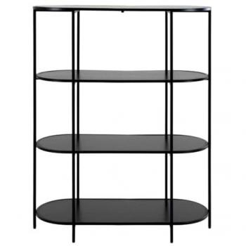 Estantería Vita - Metal y Tablero Aglomerado de Melamina, Negro, 85x36x111 cm