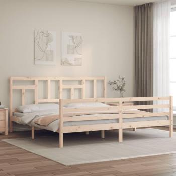 Cama de madera maciza con cabecero 200x200 cm