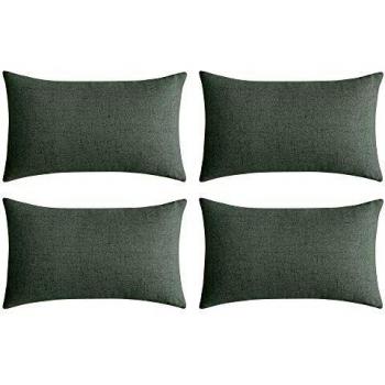 Deconovo Funda para cojin Protectora 4 Piezas 30x50cm Verde Oscuro