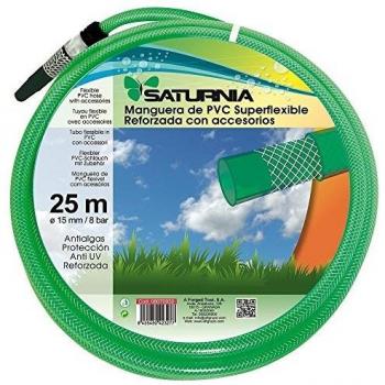Manguera Latex Reforzado 15 Mm. - 5/8 Rollo 25 Metros Con Accesorios