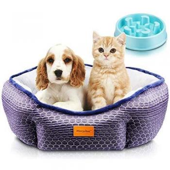 Cama Perro Pequeño Medianos, Cálida 60cm de Diámetro Cama Gato, Sofá Cama para Mascotas Lavable con Suave Cojín Desmontable para, para Gatos Pequeño y Grandes, Perros Pequeños y Medianos, 60X60X18 cm