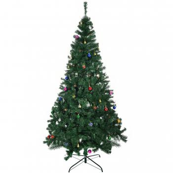 Árbol de Navidad Artificial 210 cm con 1036 Ramas Adornos Piñas Decoración Navideña para Interiores Verde
