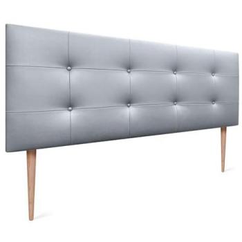 Cabecero Acolchado Capitone 8cm Grosor Tapizado en Polipiel Plata - Cama Matrimonio e Individual (160x115cm)