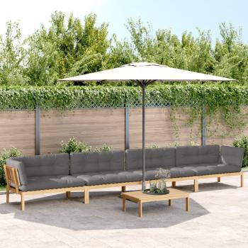 5-Piece Acacia Wood Garden Pallet Sofa Set with Cushions