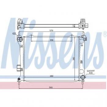 Radiador NISSENS 67549 para refrigeración del motor, compatible con diversos modelos de vehículos, fabricado en aluminio y plástico, diseñado para un óptimo flujo de refrigerante, incluye conexiones precisas y cumple con estándares de calidad