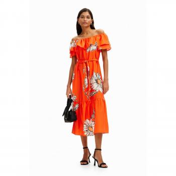 Vestido Desigual midi margaritas naranja