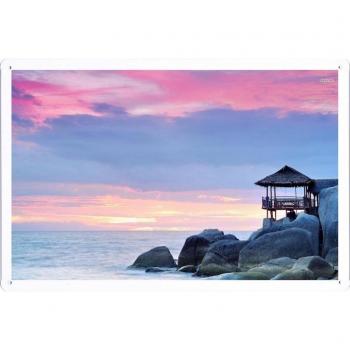 Metal cartel Cartel de chapa Hojalata sesión Beach Seaside Tin Sign #32892 Purple Sky Over The Rocky Shore Retro Vintage Pared Decoración by hamgaacaan