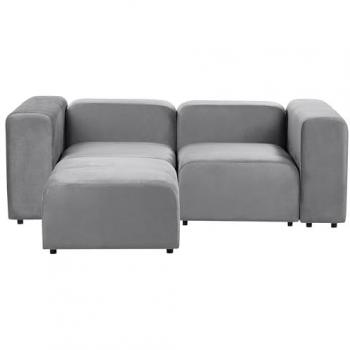 Sofá Modular Moderno de 2 Plazas con Otomana en Terciopelo Gris Falsterbo