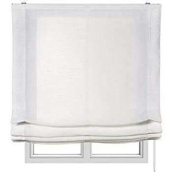 Estor Plegable Translúcido Sin Varillas Efecto Lino Premium 150 x 175 cm para Ventanas y Puertas