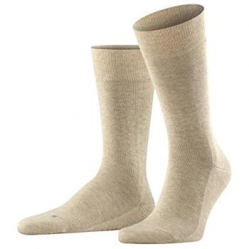 Falke Sensitive London Men's Comfort Cotton Socks - Beige Sand Melange, Size 43-46, Eco-Friendly Design