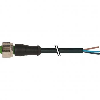 M12 Female Sensor/Actuator Connector Cable, 5m, PVC, 4x0.34mm², Black