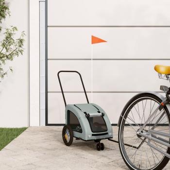 Remolque de bicicleta para mascotas de hierro y tela Oxford gris