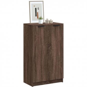 Zapatero de madera contrachapada marrón roble 59x35x100 cm
