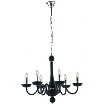 Candelabro Alfiere de 6 luces con cristal negro, dimensiones 74x59 cm