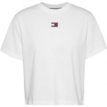 Tommy Jeans Women's White Crop Logo T-Shirt with Badge, Size XS