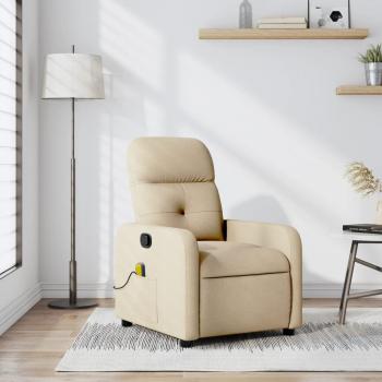 Sillón de masaje reclinable de tela en color gris claro, gris oscuro, negro y crema. Sillón cómodo para dormitorio, silla relax y sofá