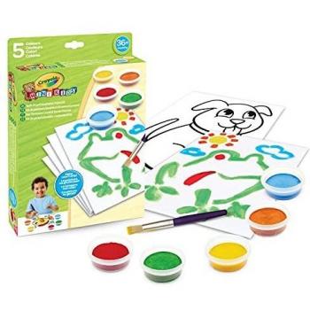 Set de Témperas Lavables Antigoteo Crayola Mini Kids con 5 Botes, Pincel y 20 Hojas para Niños a Partir de 36 Meses