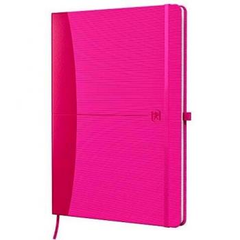 Oxford Cuaderno Signature A5 a rayas, 80 hojas, 90 g/m², color fucsia con superficie engomada, compatible con la oficina, la escuela o como regalo
