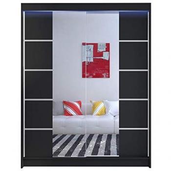Armario Corredero Atlanta 146 Blanco con Espejo, 150x200x58cm, 5 Estantes