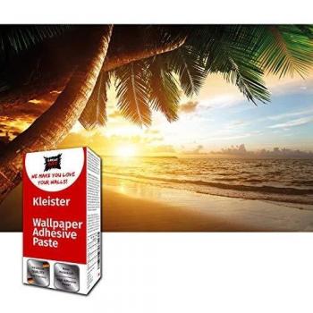 GREAT ART Foto Mural de Atardecer en la Playa Paraiso Tropical Poster Caribe 210 x 140 cm - Papel Pintado 5 Piezas incluye Pasta para pegar