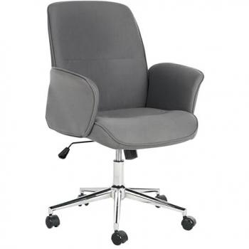 Silla de Oficina Elegante Giratoria de Poliéster Gris con Respaldo Ajustable