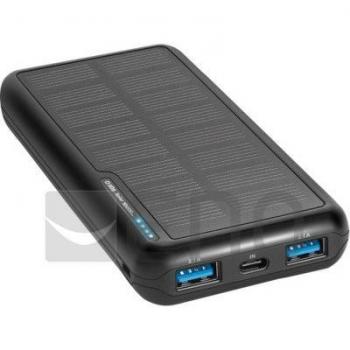 Powerbank Solar 10.000 mAh con USB/USB-C y carga rápida - Negro