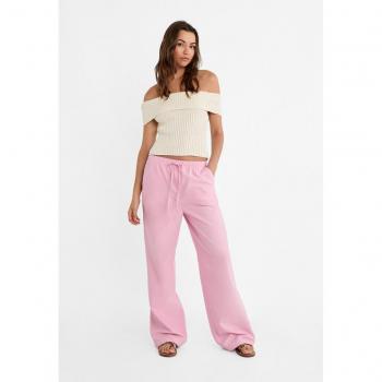 Pastel Pink Flowing Oxford Trousers S