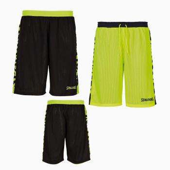 Spalding Essential Reversible Shorts Short, Hombre, Black/Fluo Yellow, M