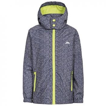 Trespass niños de escoba impermeable chaqueta con capucha desmontable para niñosedades 2 – 12 para caminar/senderismo/trekking/Camping/al aire libre, Infantil, color gris oscuro, tamaño 2/3