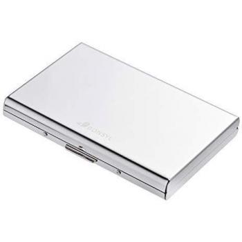 Rfid delgado billetera de acero inoxidable con tecnologia de bloqueo rfid que protege tus tarjetas de credito y dni para tarjetero con 6 ranuras ultra delgad para hombre y mujerzespejo plataacero