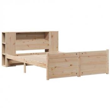 Cama con Estantería Sin Colchón 150x200cm Madera Maciza de Pino, Tamaño King Size