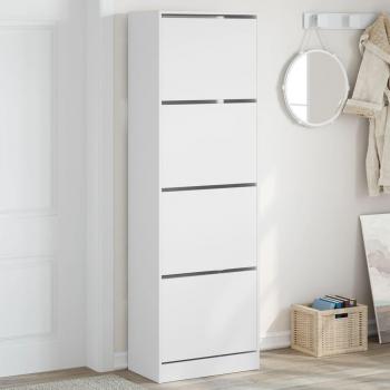 Zapatero con 4 cajones abatibles blanco 60x34x187,5 cm