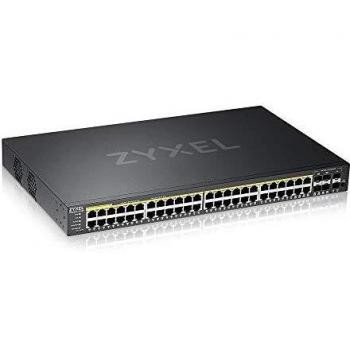 Zyxel Nebula Conmutador PoE+ gestionado de capa 2 Gigabit Ethernet de 44 puertos con margen de 375 vatios y 4 puertos combinados Gigabit +2 SFP y modo de Nube híbrida