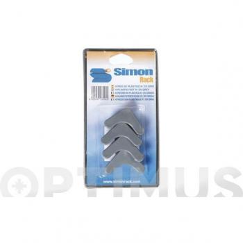 Pie de estantería plástico gris 35mm, incluye 4 unidades por paquete