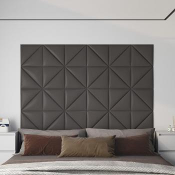 Paneles de pared en cuero sintético gris 30x30 cm 12 piezas