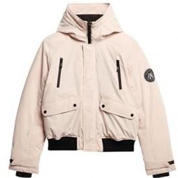 Superdry Women's City Padded Bomber Jacket in Off Grey, Size 40, Sustainable Recycled Polyester