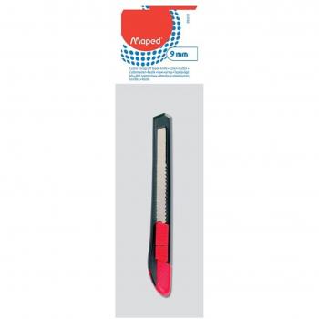 Maped - Cúter Profesional Start de 9mm con Bloqueo Manual y Corta Cuchillas Integrado para Diestros, Diseño en Rojo y Negro, Recargable