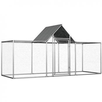 vidaXL Chicken Coop 3x1x1.5 m Galvanised Steel